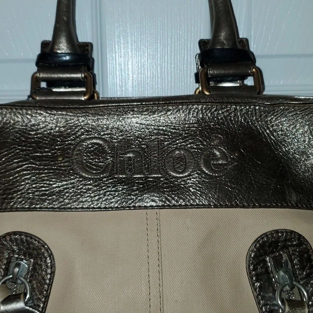 Chloe Canvas and Leather Satchel Bag